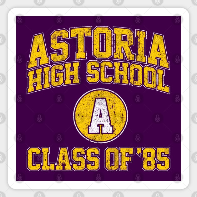 Astoria High School Class of 85 (Variant) - The Goonies Sticker by huckblade